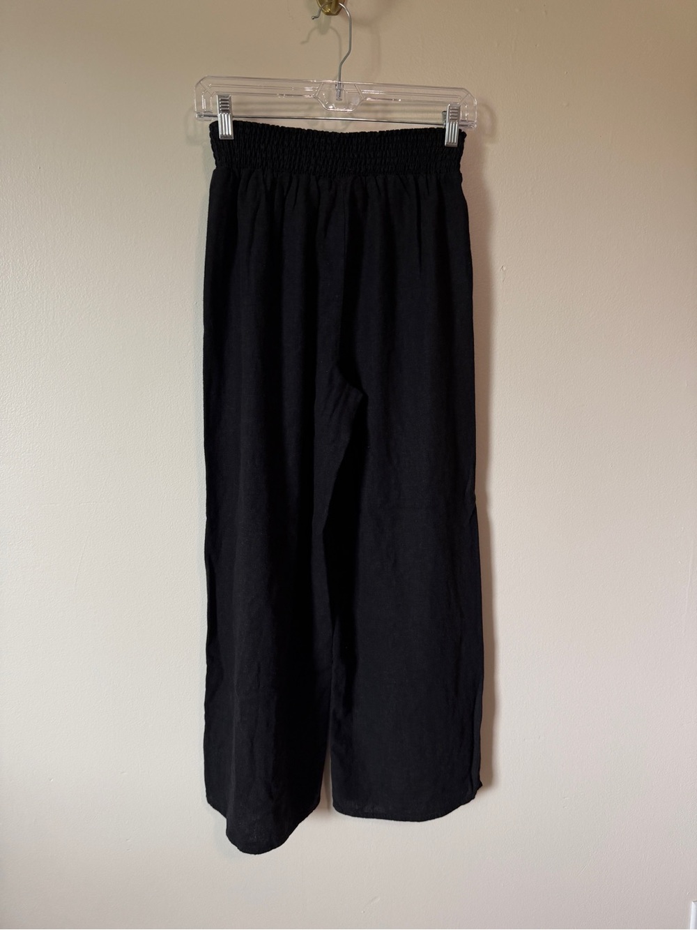 land’n’sea linen blend smock waist slit wide leg black pull on easy pants size S - Picture 3 of 6